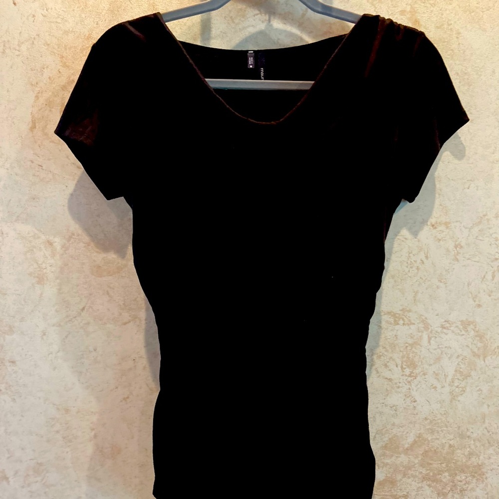 Black stylish cowl neck with ruched sides top